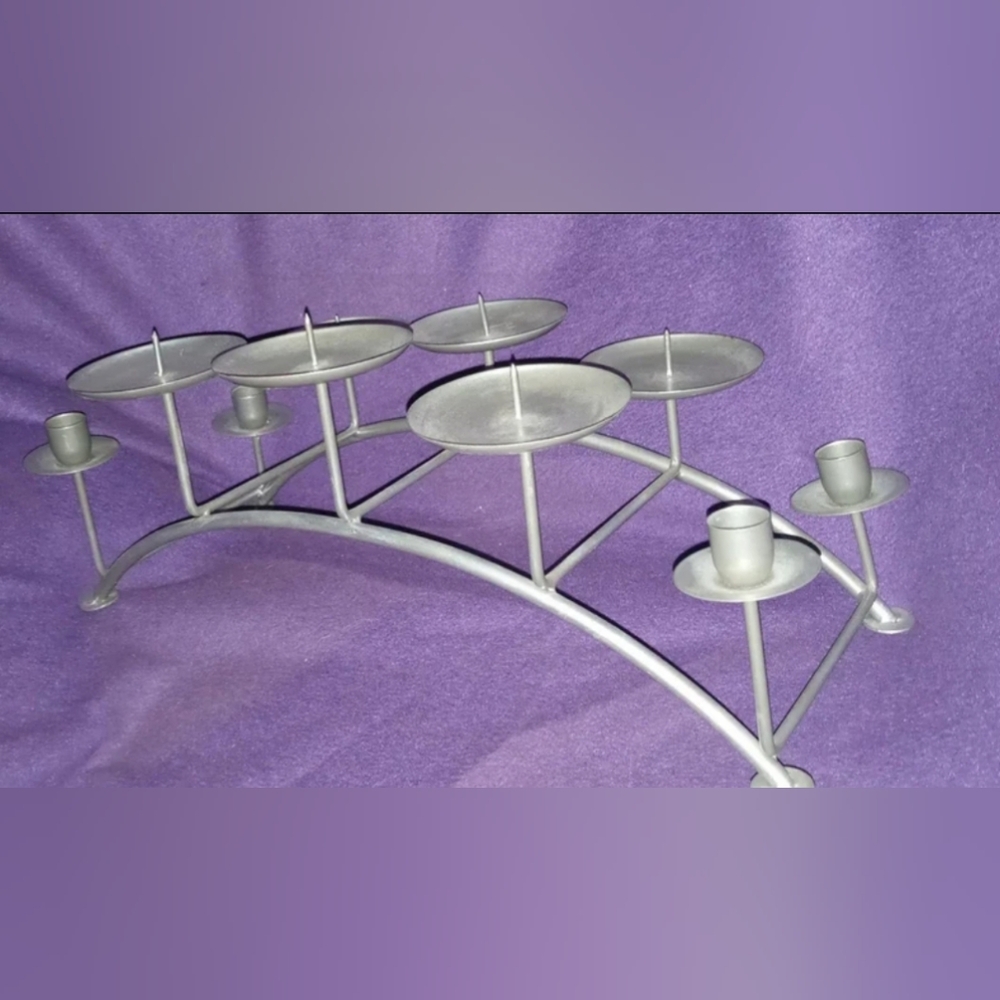 10 Light Powder Coated Steel Fireplace Candle Holder It's A Gun Metal Gray